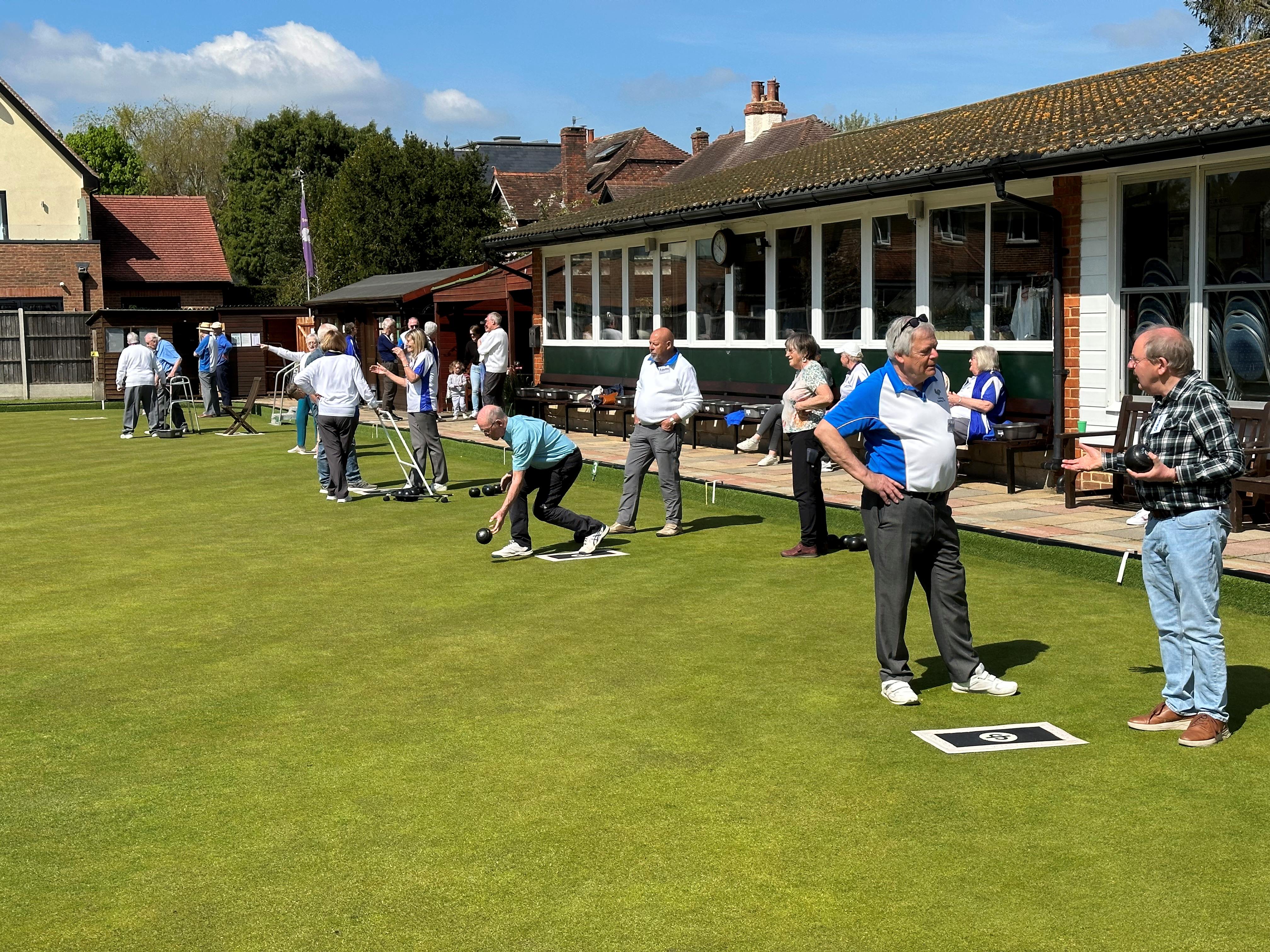 Playing outdoor bowls