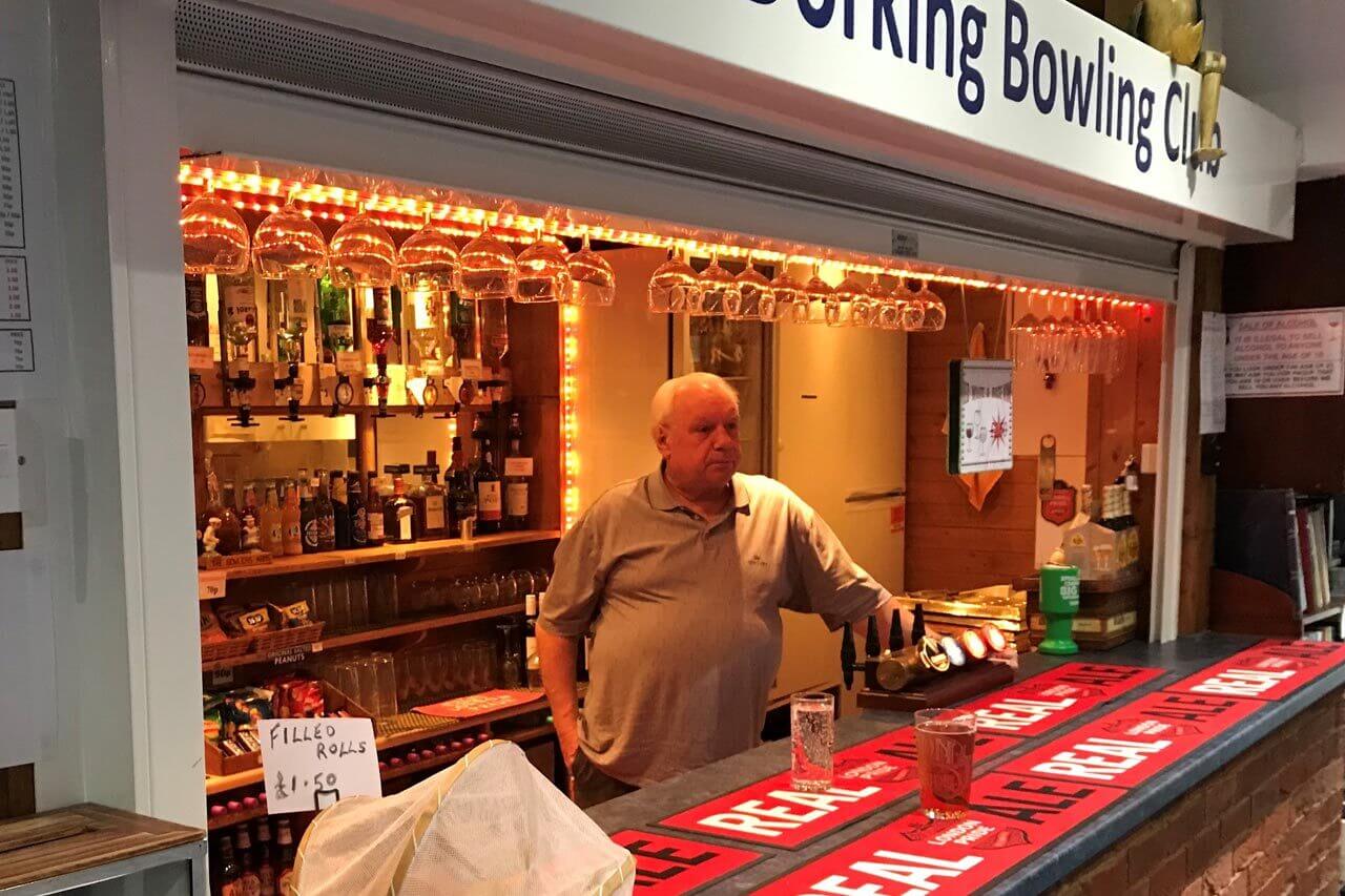 The bar at Dorking Bowling Club