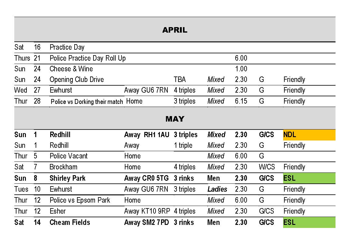 Fixture List Page 1